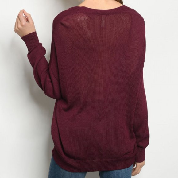 BURGANDY CARDIGAN /TUNIC TOP - Picture 2 of 6